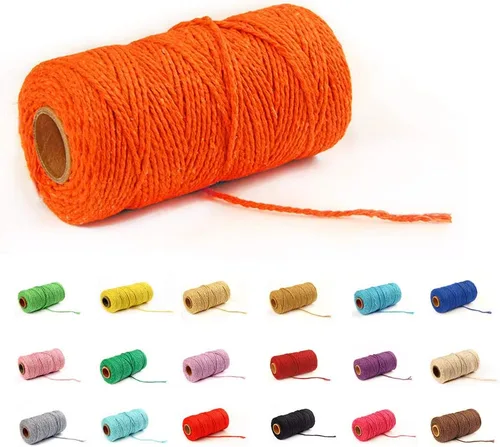 Miniatura 10 de Cordón de macramé de algodón 2 mm x 109 yardas, cuerda de algodón colorida para manualidades DIY, ganchos de plantas (Beige)