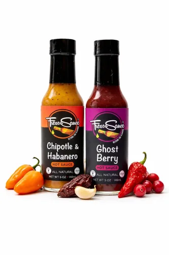 Miniatura 14 de Fresco Sauce - Paquete de 2 Salsa picante Bundel - Mezcla de pimienta asada al fuego - Jalapeño - Pimientos serranos - Jugo de limón - Ajo cítrico