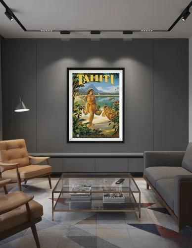 Miniatura 7 de Tahiti - Oceanic Steamship Company - Tahitian Native with Fruit and Flower Leis - Vintage Ocean Liner Travel Poster by Kerne Erickson - Master Art