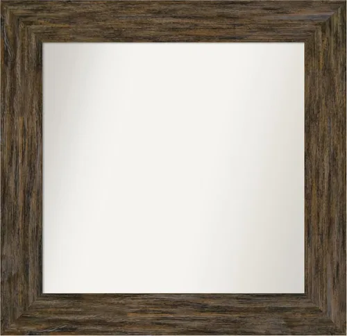Miniatura 10 de Amanti Art Espejo personalizado, espejo de baño marrón Fencepost, espejo de pared o espejo de tocador de baño sobre el fregadero (27 x 27 pulgadas)