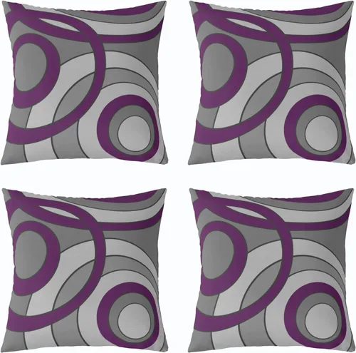 Miniatura 24 de Erosebridal Paquete de 4 fundas de almohada con diseño de círculos circulares y retro, color verde azulado degradado, fundas de cojín redondas Multi