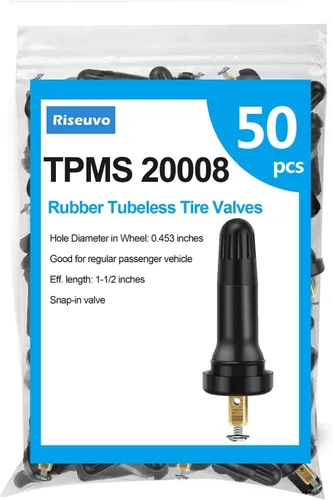 Miniatura 8 de Riseuvo 100 piezas TR412 - Vástagos de válvula de neumático a presión de goma – Sin cámara de 0.453 pulgadas, agujero de llanta apto