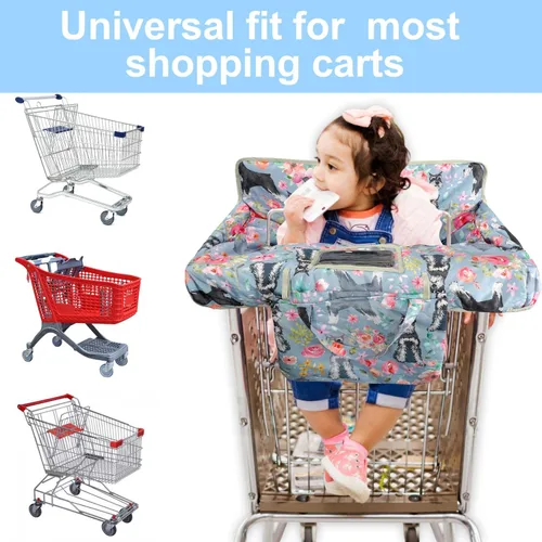Miniatura 5 de Funda gris para carrito de compras para bebé, funda para silla alta 2 en 1, con arnés de seguridad, multifuncional, patrón de perro, fundas