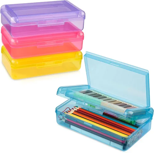 Miniatura 19 de Meiikun Caja de Lápices, Cajas de Lápices de Gran Capacidad 2 Compartimentos, Estuche Rígido de Lápices con Tapa Hermética, Caja Organizadora de 1
