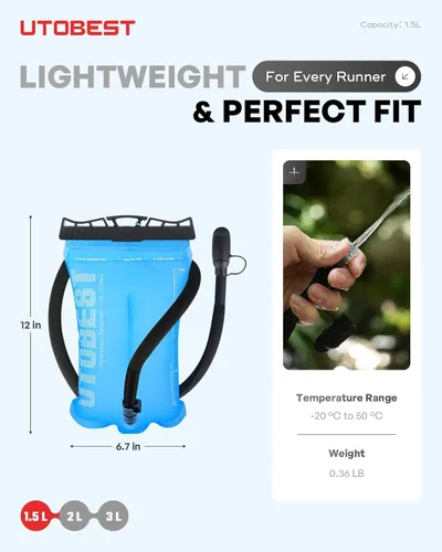 Miniatura 6 de UTOBEST Vejiga de hidratación, vejiga de agua de TPU, bolsa de agua para mochila de senderismo, sin BPA, apertura amplia, a prueba de fugas