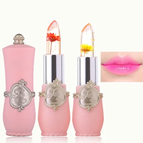 Miniatura 9 de 2 lápices labiales de gelatina de flores de cristal, lápiz labial transparente con flor en el interior, bálsamo labial teñido que cambia