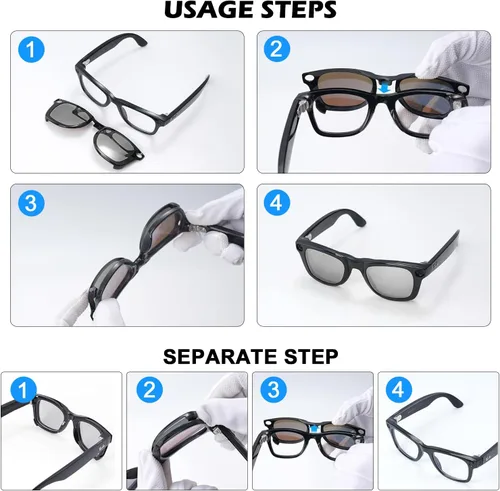 Miniatura 8 de 2 clips polarizados para Ray-Ban Meta Wayfarer y Gen 2 (RW4008/RW4012, talla L, 53-22), clip fotocromático para protección UV Meta Wayfarer Gen 2