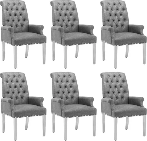 Miniatura 25 de LOULENS Lujosas sillas de comedor de terciopelo, sillas de comedor modernas tapizadas con capitoné, sillas de comedor con reposabrazos y patas