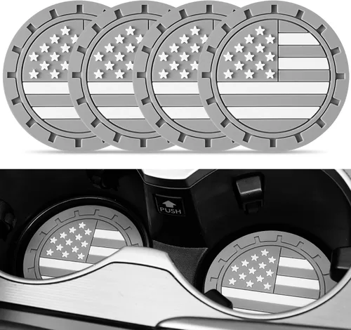 Miniatura 7 de JUSTTOP Posavasos para Portavasos de Automóvil, Bandera Americana Antideslizante Inserto Posavasos de Coche, Accesorios para el Interior del Negro