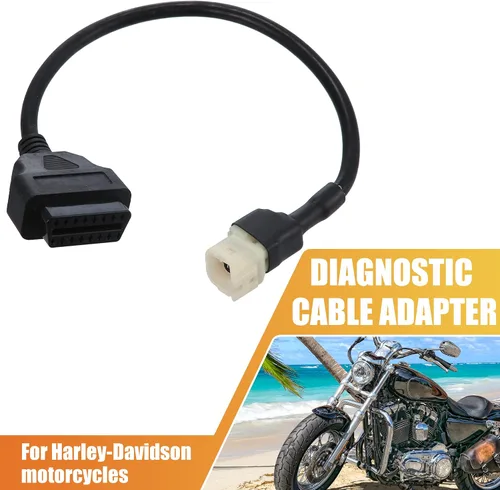 Miniatura 2 de X AUTOHAUX 5.1 in 0.43ft 4 Pin a OBDII Cable Cable Adaptador de Diagnóstico Cable Adaptador de Cable de Diagnóstico de Motocicleta OBD2 Escáner