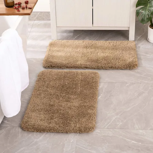 Miniatura 11 de MIULEE Juego de 2 alfombras de baño antideslizantes peludas extra gruesas y suaves, alfombrillas de baño de microfibra suave absorbente de agua