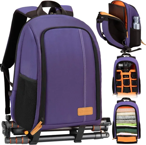 Miniatura 9 de TARION Mochilas grandes para cámara para fotógrafos, bolsa impermeable para cámara, mochila de fotografía con compartimento para laptop de 15.6 Azul