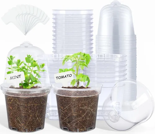 Miniatura 14 de homenote Macetas de vivero, paquete de 30, maceta de 3/4/5 pulgadas para plantar, macetas transparentes para plantas, plántulas de plástico