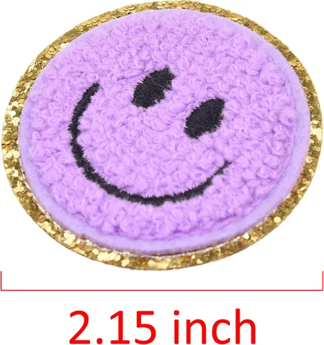 Miniatura 4 de Kare & Kind Parches para planchar Smiley – Parches bordados de chenilla – Coser o planchar en piezas para ropa, camisas, uniformes, vestidos