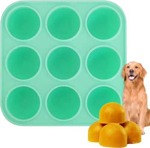 Miniatura 8 de Molde de silicona para perros de 9 cavidades con tapa para marioneta y marioneta masticadora eléctrica, moldes de silicona para perros congelados