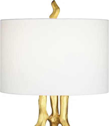 Miniatura 9 de Possini Euro Design Lámpara de Mesa Auxiliar Escultura Orgánica de 29" de Alto Moderna Glamorosa de Lujo Acabado Dorado Pantalla Individual de Tela