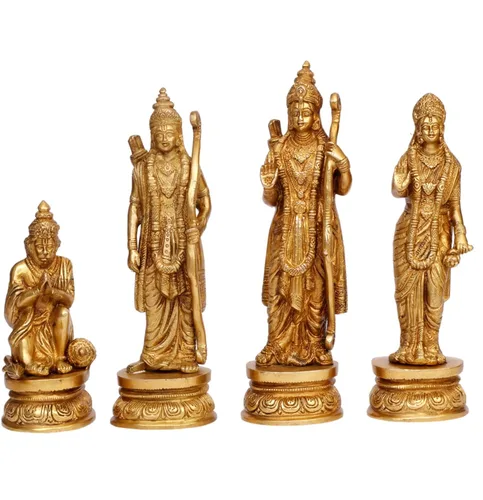 Miniatura 3 de ARTVARKO™ Estatua de latón Ram Darbar Shree Ram Ji Sita Laxman Hanuman Decoración de oficina en casa Puja Idol Murti para regalo del templo Mandir