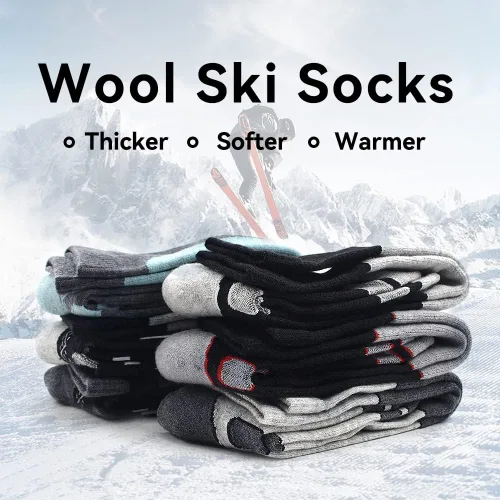 Miniatura 7 de Busy Socks Calcetines de esquí de lana merina para hombre y mujer calcetines cálidos para esquí snowboard deportes al aire libre clima frío
