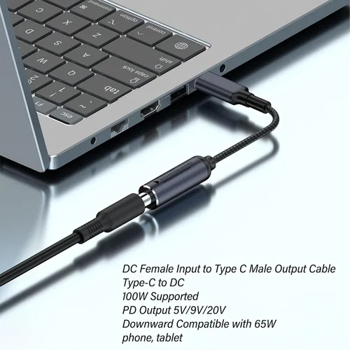Miniatura 3 de Cable de alimentación CC de 0.217 x 0.098 in a USB C, entrada a USB C macho cable de carga de alimentación, con identificación automática