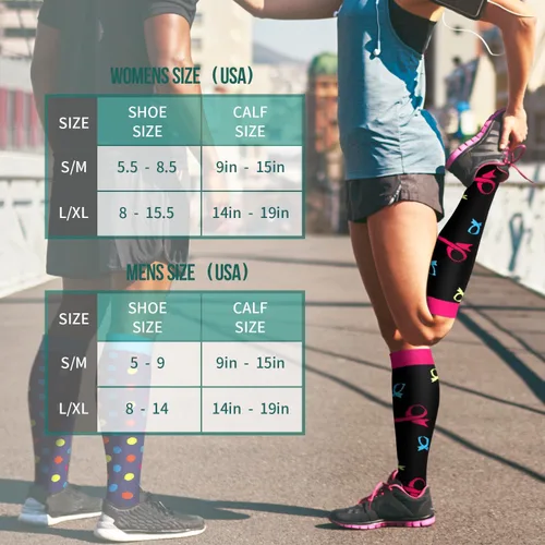 Miniatura 70 de Paquete de 3 pares de calcetines de compresión médica para mejorar la circulación de mujeres y hombres, para correr, hacer deporte y amamantar