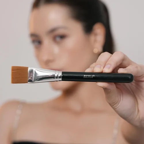 Miniatura 8 de BEILI Juego de brochas de base para líquido, crema y polvo, cepillo de maquillaje de cara plana para máscara y corrector, herramientas de mezcla