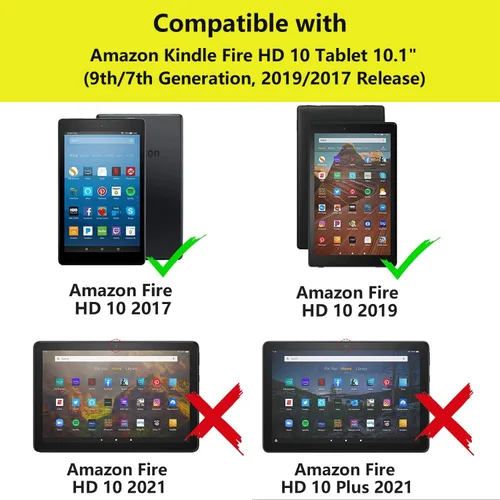 Miniatura 2 de Funda para tablet Amazon Kindle Fire HD 10 de 10.1" (9ª/7ª generación, versión 2019/2017) – Funda de piel sintética con función de encendido