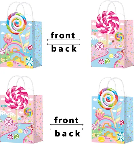 Miniatura 3 de C L cooper life 12 bolsas de regalo de fiesta de Candyland con asas, bolsas de regalo para fiestas temáticas de piruletas, suministros para fiesta