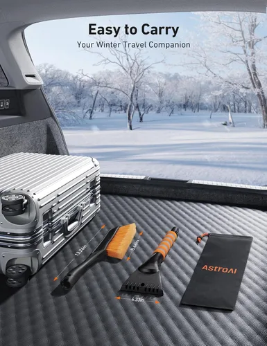 Miniatura 6 de AstroAI Paquete de 2 cepillos de nieve de 27 pulgadas y raspadores de hielo para parabrisas de automóvil, raspadores de nieve desmontables
