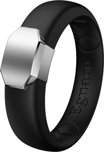 Miniatura 65 de Egnaro - Anillo de boda de silicona para mujer, diseño ergonómico y transpirable, ancho de 0.15 pulgadas, bandas de silicona flexibles con placa