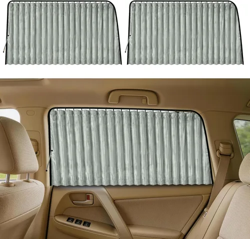 Miniatura 13 de ZATOOTO Cortinas para ventana de automóvil, 2 fundas de protección lateral de seda negra para la parte trasera, parasol magnético de privacidad que