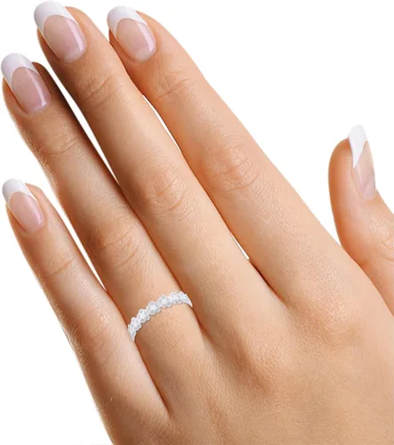 Miniatura 5 de AFFY Anillo de promesa de plata de ley 925 chapada en oro de 14 quilates (violeta, plumeria, amapola)