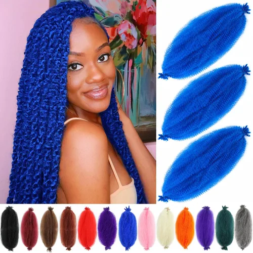 Miniatura 66 de Cabello afro trenzado elástico color marrón claro de 16 pulgadas, paquete de 3 T27, cabello afro preesponjado y trenzado elástico, cabello afro