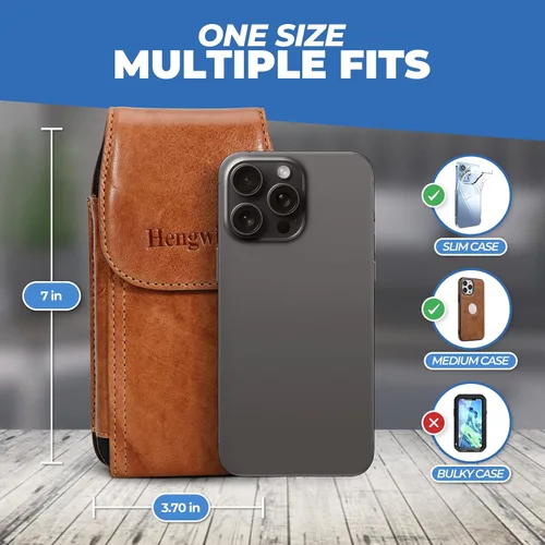 Miniatura 2 de Funda de cuero genuino para teléfono celular para iPhone 16 Pro Max 15 Pro Max 14 Pro Max 13 Pro Max Samsung Galaxy A15 S25 Edge S24+ S23+ Funda