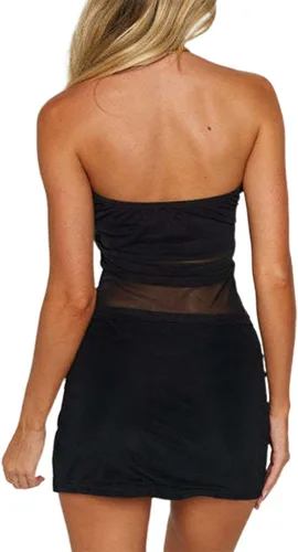 Miniatura 2 de Remidoo Camiseta corta de malla transparente para mujer, sin tirantes, sin mangas, sin mangas