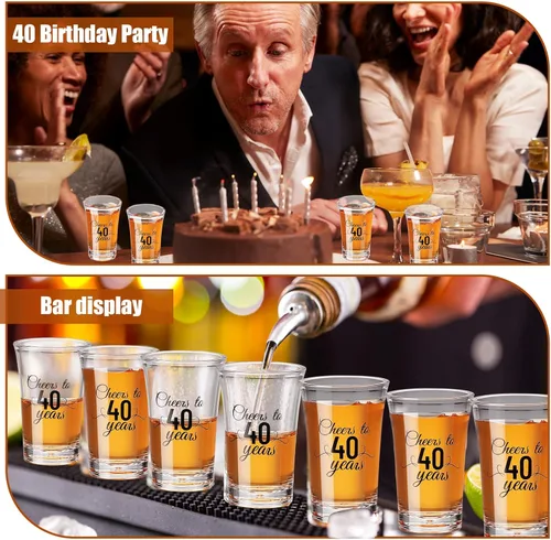 Miniatura 4 de Sliner Paquete de 48 Vasos de Chupito de Cumpleaños a Granel 1.4oz Brindis a los 30/40/50/60/70/80 Años Vaso de Chupito Indestructible Base Gruesa