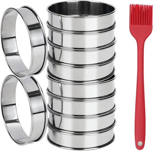 Miniatura 8 de 20 paquetes de anillos para tartas de 3.15 + 2 pulgadas perforados, anillos para tartas de acero inoxidable, anillos redondos para tartas de mousse