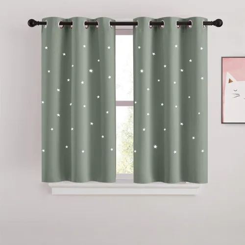 Miniatura 57 de NICETOWN Cortinas infantiles perforadas, cortinas marroquíes con estrellas azules para dormitorio de niñas, gruesas y suaves, para oscurecer la Azul