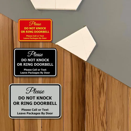 Miniatura 6 de Signs ByLITA Clásico enmarcado Por favor no golpee ni toque el timbre de la puerta, señal para pared o puerta - Fácil instalación Instrucción