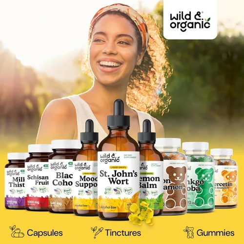 Miniatura 5 de Wild & Organic St Johns Wort Tintura - Apoyo al estado de ánimo - Suplemento calmante de hierba de San Juan - Gotas líquidas de hierbas Hypericum