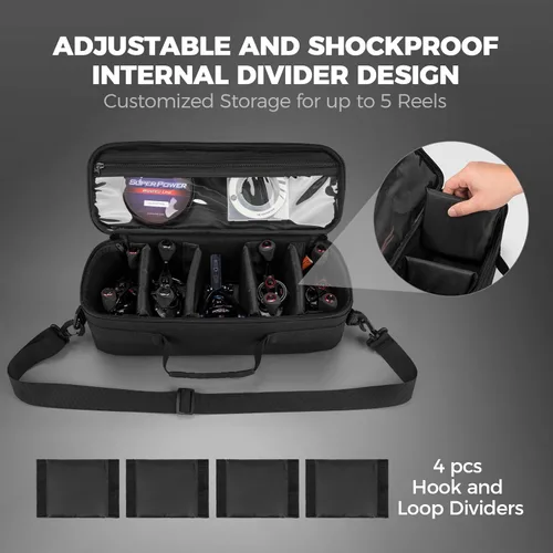 Miniatura 3 de KastKing Estuche para Carrete de Pesca Mediano y Grande, Almacenamiento Personalizable, Diseño de Divisor Interno a Prueba de Golpes, Sistema