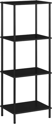 Miniatura 8 de ETELI Mesa auxiliar alta con almacenamiento de 3 niveles, mesa auxiliar negra, estantes de almacenamiento de metal para sala de estar, dormitorio