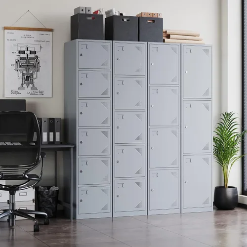 Miniatura 4 de Letaya Taquillas de metal para empleados, gabinete de almacenamiento de acero de 71 pulgadas con 4 puertas con cerradura para personal de oficina