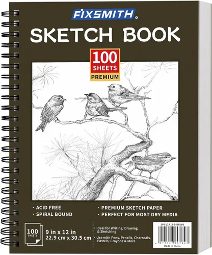 Miniatura 13 de FIXSMITH Cuaderno de bocetos de 5.5"X8.5" 100 hojas (68 lb/100gsm) Cuaderno de bocetos Papel de dibujo libre de ácido Bloc de bocetos de Negro