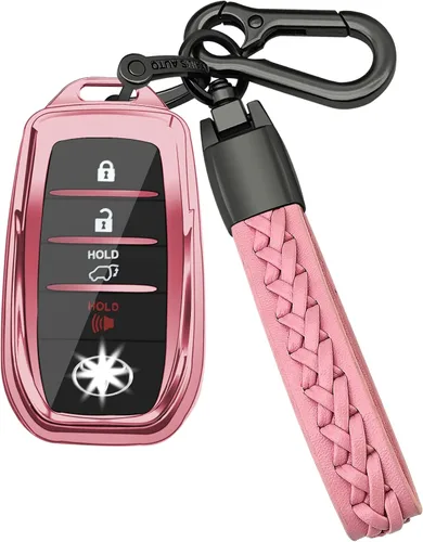 Miniatura 10 de Kirsnda para llavero Toyota, estuche con cadena, Funda protectora de TPU de 360 grados compatible con Venza 2021-2022, RAV4 Prime, Sienna, Land Negro
