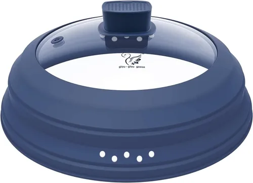 Miniatura 15 de Tapa Protectora contra Salpicaduras de Microondas, Tapa de Vidrio con Protector de Collapsible de Silicona para Platos y Ollas, 24,9 cm, Gris Claro