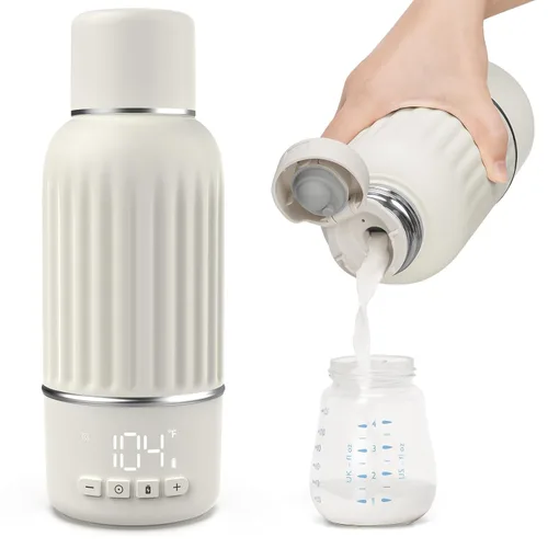 Calentador de botellas portátil para viajes, calentamiento rápido de 2.5 minutos para leche materna y fórmula, calentador de leche portátil con