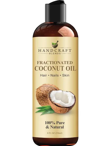 Handcraft Blends Aceite de coco fraccionado, 8 onzas líquidas, 100% puro y natural, aceite portador de alta calidad para piel y cabello, cabello y