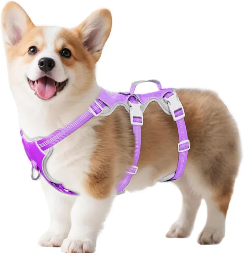 Miniatura 21 de Huntboo Arnés para perro a prueba de escape, arnés reflectante con mango acolchado, transpirable, duradero, chaleco ajustable para perros medianos