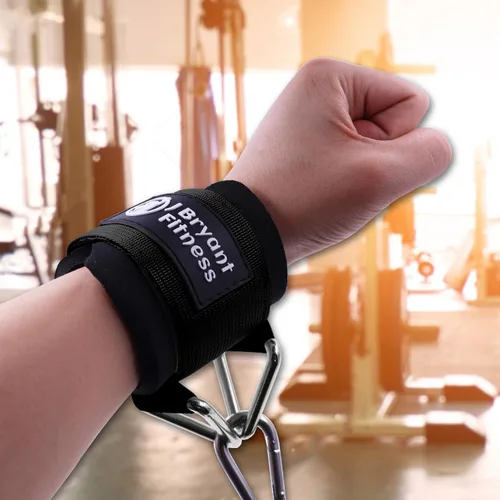 Miniatura 4 de J Bryant Muñequeras de fitness para máquinas de cable, correas de muñeca ajustables resistentes con acolchado de neopreno de 0.276 in para Negro