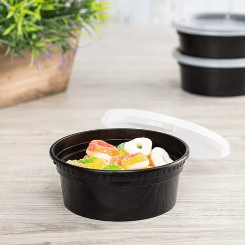 Miniatura 2 de Karat [8oz - 240 ct PP negro moldeado por inyección redondo recipientes de delicatessen con tapas (FP-IMDC8-PPB)